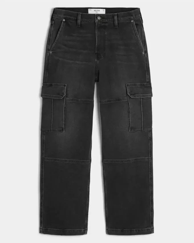Washed Black Baggy Cargo Jeans Washed Black Baggy Cargo Jeans