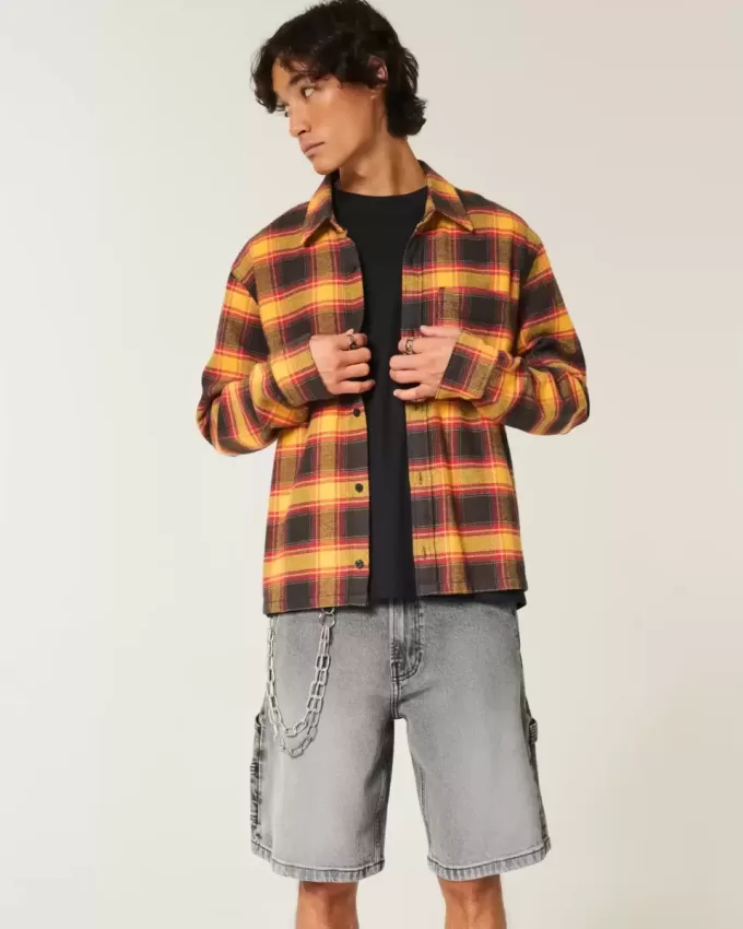 Washed Black Denim Baggy Painter Shorts