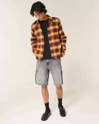 Washed Black Denim Baggy Painter Shorts