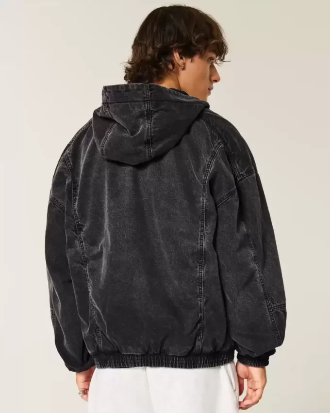 Washed Black Denim Skater Jacket
