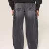 Washed Black Logo Graphic Skater Baggy Jeans