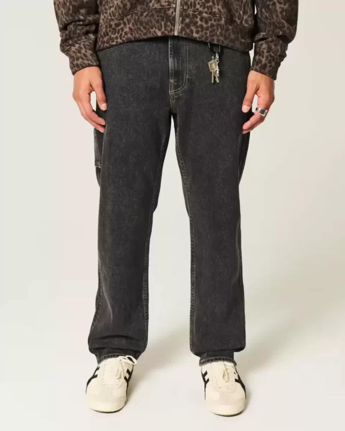 Washed Black Loose Painter Jeans