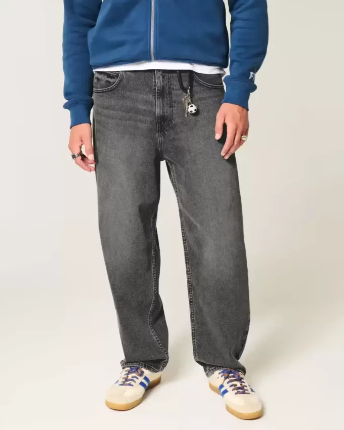 Washed Black Skater Baggy Jeans