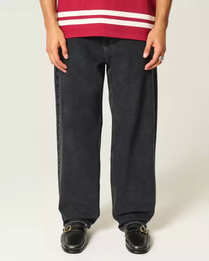 Washed Black Skater Baggy Jeans