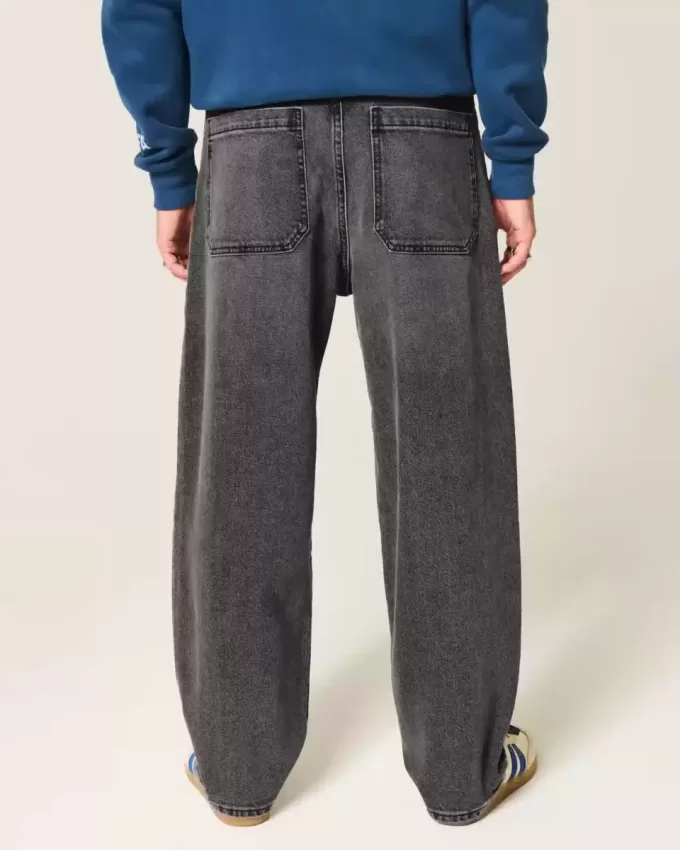 Washed Black Skater Baggy Jeans