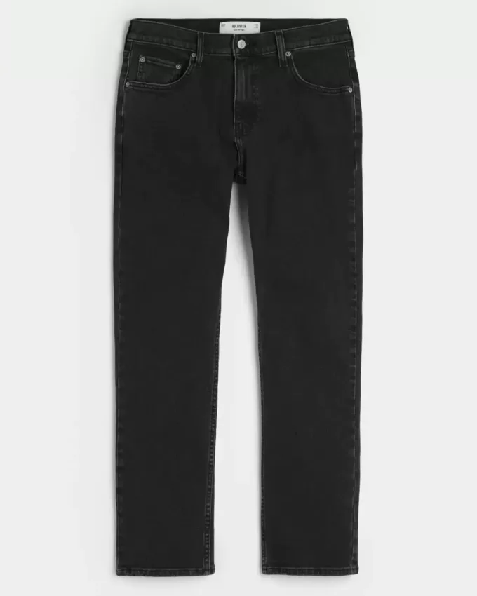 Washed Black Slim Straight Jeans