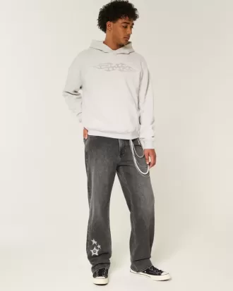 Washed Black Star Graphic Baggy Jeans