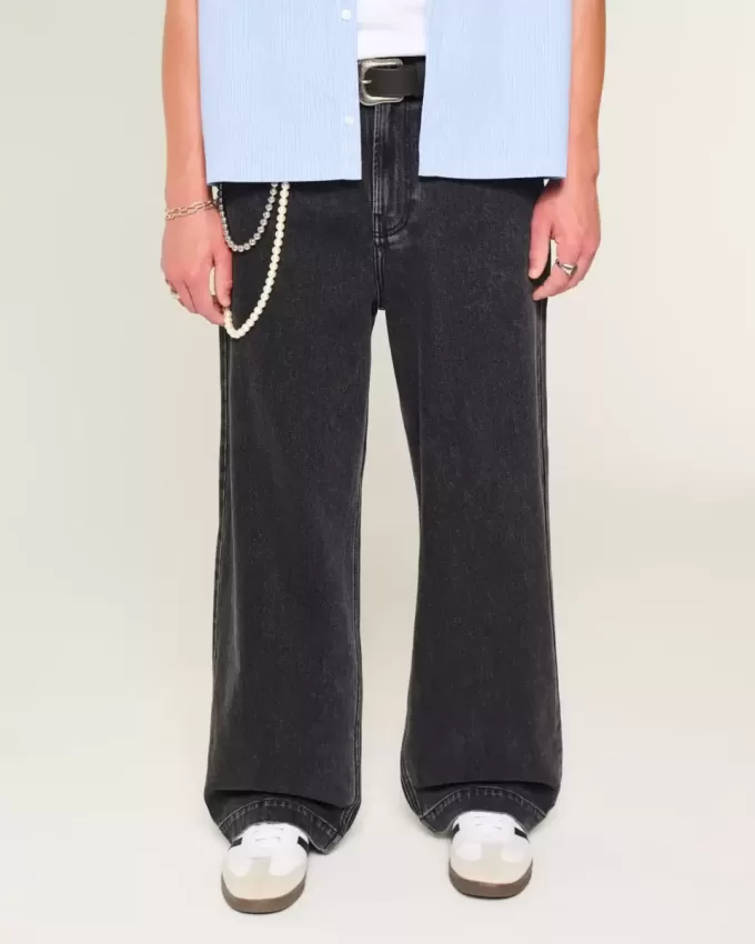 Washed Black Star Graphic Super Baggy Jeans