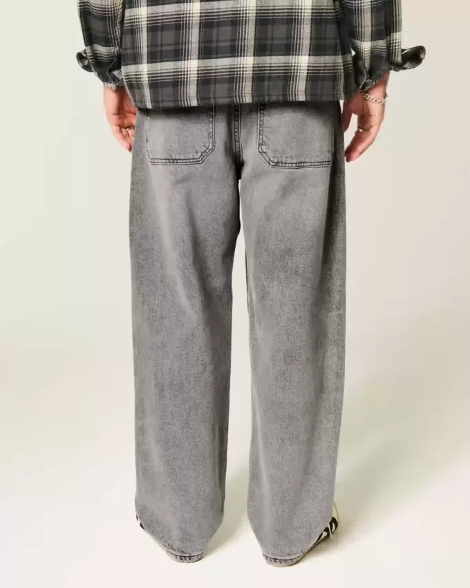 Washed Gray Skater Baggy Jeans